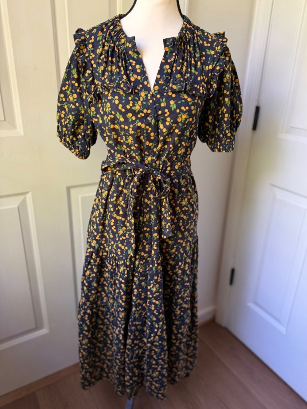 The Shirt Rochelle Behrens Fruit Midi Dress Size Small